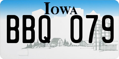 IA license plate BBQ079
