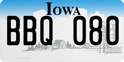 IA license plate BBQ080