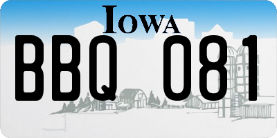 IA license plate BBQ081