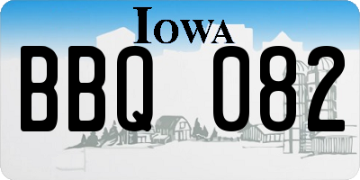 IA license plate BBQ082