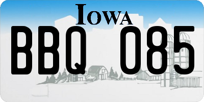 IA license plate BBQ085
