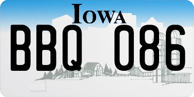 IA license plate BBQ086