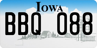 IA license plate BBQ088