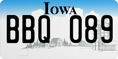 IA license plate BBQ089