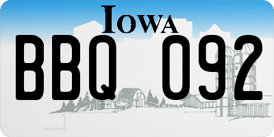 IA license plate BBQ092