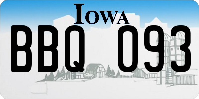IA license plate BBQ093