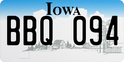IA license plate BBQ094