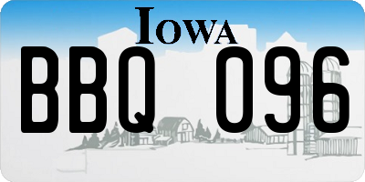 IA license plate BBQ096