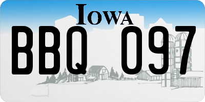 IA license plate BBQ097