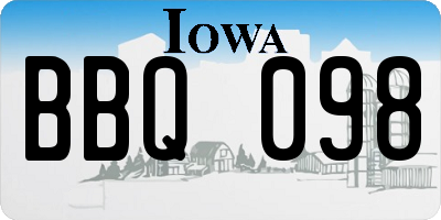 IA license plate BBQ098
