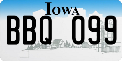 IA license plate BBQ099