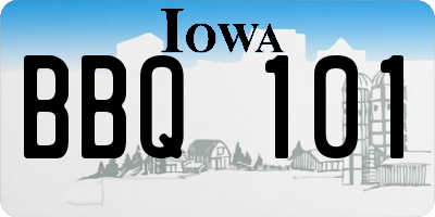 IA license plate BBQ101