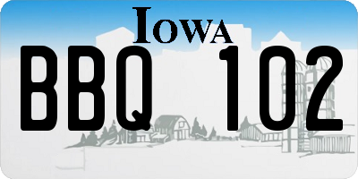 IA license plate BBQ102
