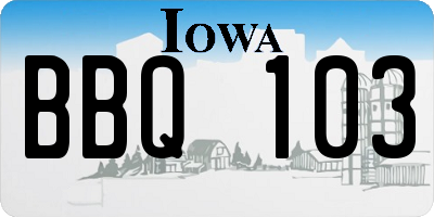 IA license plate BBQ103