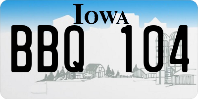 IA license plate BBQ104