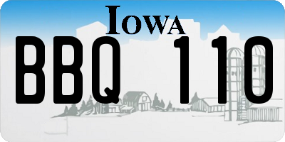 IA license plate BBQ110