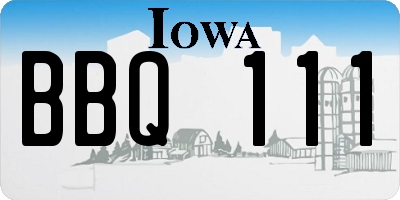 IA license plate BBQ111