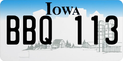 IA license plate BBQ113