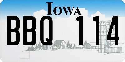 IA license plate BBQ114