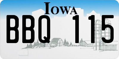 IA license plate BBQ115