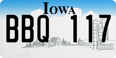 IA license plate BBQ117