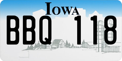 IA license plate BBQ118