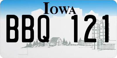 IA license plate BBQ121