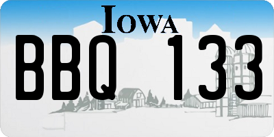 IA license plate BBQ133