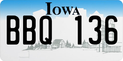 IA license plate BBQ136