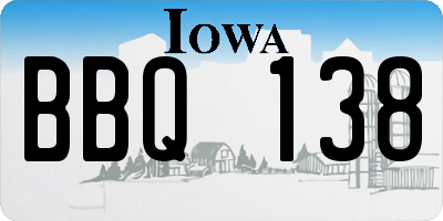 IA license plate BBQ138