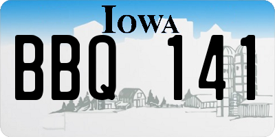 IA license plate BBQ141