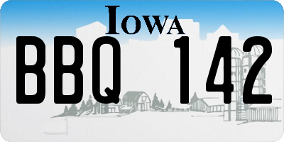 IA license plate BBQ142