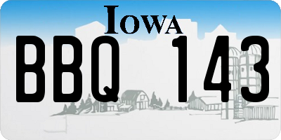 IA license plate BBQ143