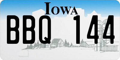 IA license plate BBQ144