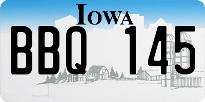 IA license plate BBQ145