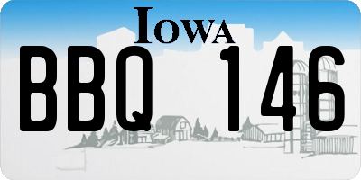 IA license plate BBQ146