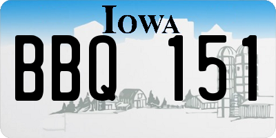IA license plate BBQ151