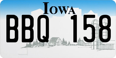 IA license plate BBQ158