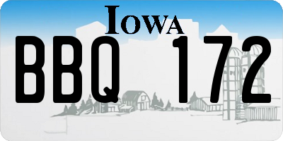 IA license plate BBQ172