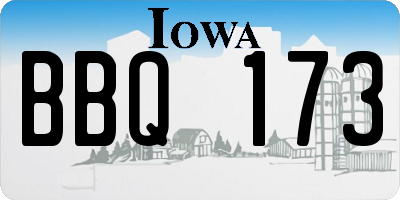 IA license plate BBQ173