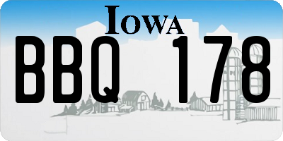 IA license plate BBQ178