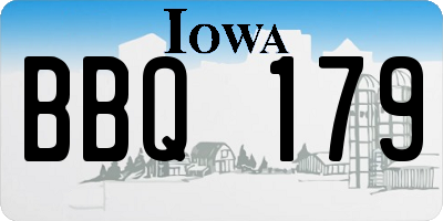 IA license plate BBQ179