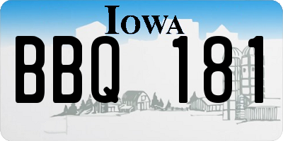 IA license plate BBQ181