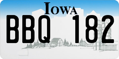 IA license plate BBQ182