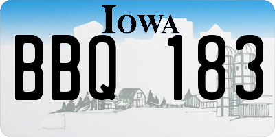 IA license plate BBQ183