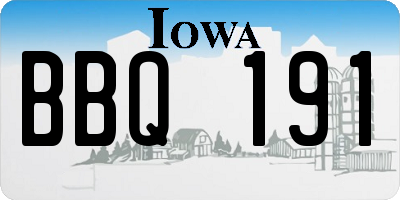 IA license plate BBQ191