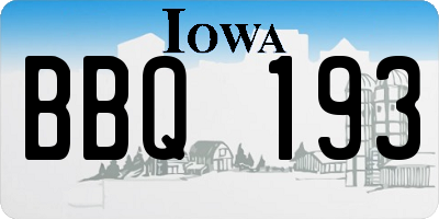 IA license plate BBQ193