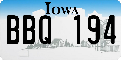 IA license plate BBQ194