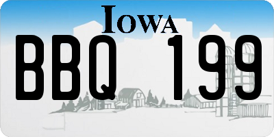 IA license plate BBQ199