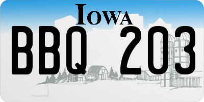 IA license plate BBQ203